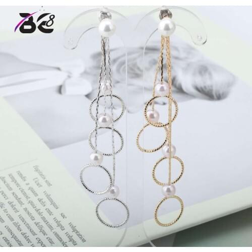 Be 8 Latest Fashion Long Dangle Drop Earrings Round Design Statement Earrings for Women boucle d'oreille femme 2018 E623