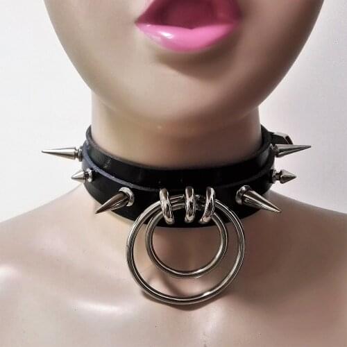 Women NEW Fashion Sexy handmade Leather choker belt Punk Goth Collar Harajuku Necklace Round club party Torques free shipping