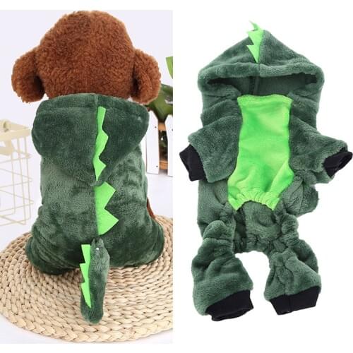 Winter Warm Fleece Pet Clothes For Small Dogs Chihuahua Clothing Halloween Dinosaur Dog Costume Hoodie Puppy Pet Cat Coat Jacket