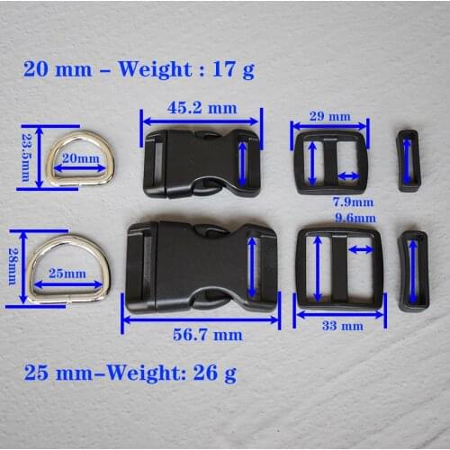 1 Set 20/25mm Plastic Buckle Strap Rectangular Buckle Adjuster For Bag Pet Dog Collar Necklace Sewing Handmade Accessory 4sP