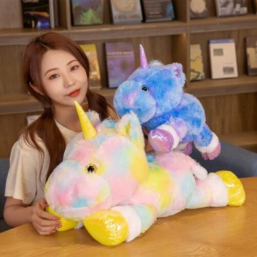 1pc 40/55/60cm Nice Plush Rainbow Unicorn Plush Toys Cute Stuffed Soft Lying Unicorn Dolls Kawaii Pillows Children Baby Toy
