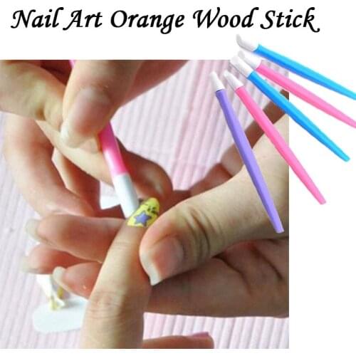 1 Pc Nail Art Orange Plastic Stick Cuticle Pusher Remover Pedicure Manicure Tool Y40