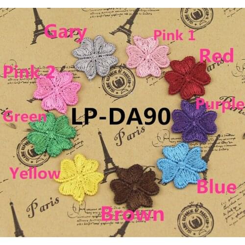 LP-DA90 Colorful Embroidery flowers patches lace applique collar wedding dress formal dress accessories fabric 25MM*25MM 100 pcs