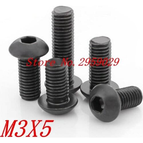 1000PCS ISO7380 m3*5 M3 x 5mm Steel with black hex hexagon socket button head screw