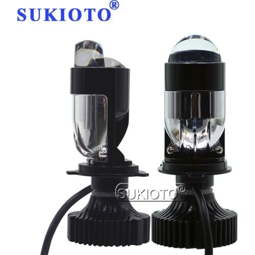 SUKIOTO 2PCS Canbus H4 LED Mini Projector Lens Bulb 72W High Low Beam LED Headlight Kit 12V 24V RHD LHD 5700K White Auto Lamps