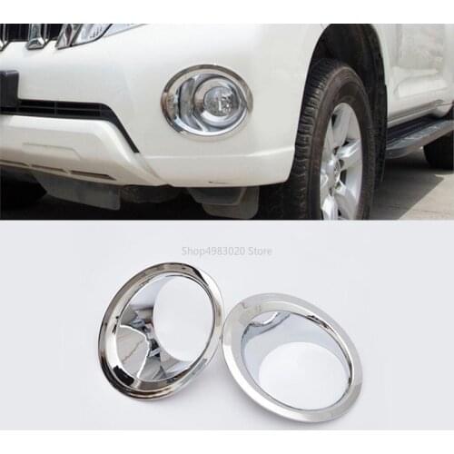 2Pcs/set ABS Chrome Front Fog Light Lamp Cover Trim Frame Decorative Car Accessories Fit For Toyota Prado LC150 FJ150 2014-2017