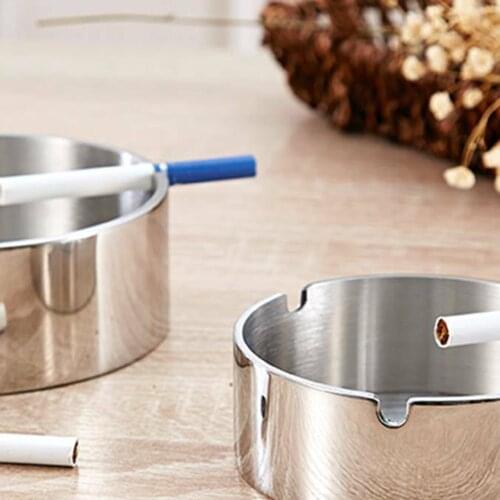 Round Stainless Steel Unbreakable Cigarette Ashtray Office Hotel Decoration Bottom