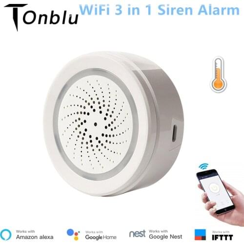 3 In 1 Smart Home Security IFTTT Tuya WiFi Siren Alarm with Temperature Humidity Alarm Sensor APP Remote Control Alexa Google