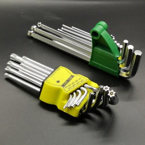 9PCS Double-End L Type T10-T50 Screwdriver Hex Wrench Set Key Hexagon Flat Ball Torx Star Head Spanner Key Set Hand Tools