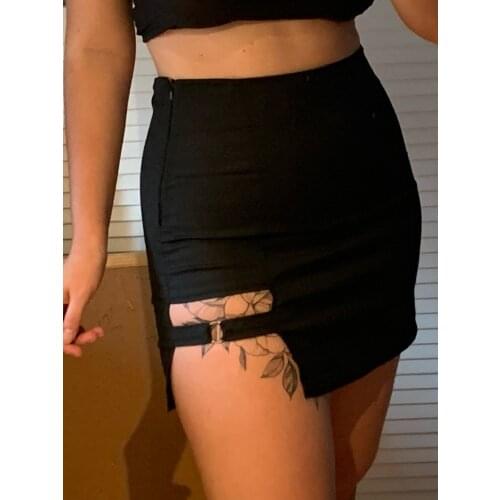 Korean Style Black Package Hip Skirts Irregular Hem Pencil Micro Mini Skirt Sexy Slim Women Party Skirts