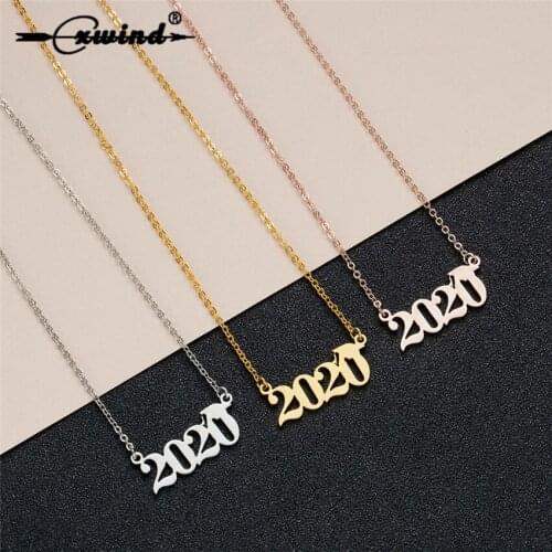 Cxwind Personalize 2020 Year Number Necklaces for Women Baby Boy Girl Custom Year 2020 Charm Choker Pendant Birthday Gift