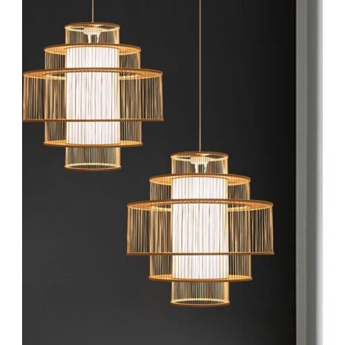 Rattan Wood pendant lamp living room Restaurant antique chinese lamp Diy Decor bamboo light fixtures