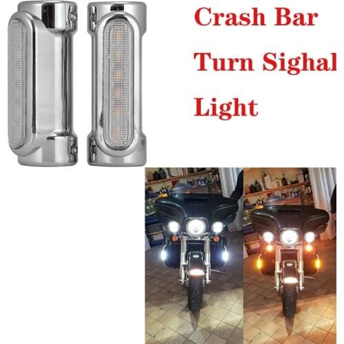 Motorcycle Highway Bar Switchback Driving Light White DRL With turn Amber For Harley Motorcycle Touring Bikes Crash Bars