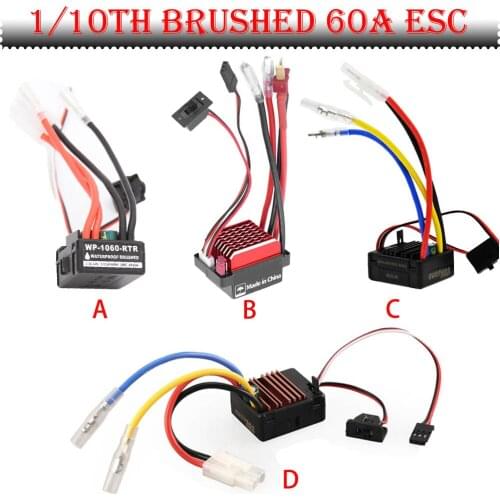 60A Brushed ESC 540 550 Electric Speed Controller for 1/10 RC Car Traxxas TRX4 Trx6 D90 HSP Redcat 4WD Tamiya Axial SCX10 HPI
