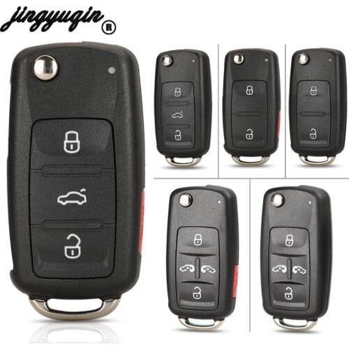 Jingyuqin Auto Flip Folding Key Shell Case Cover For VW Golf Seat VOLKSWAGEN Polo Passat B5 Tiguan For Skoda 2/3/4 Buttons hu66
