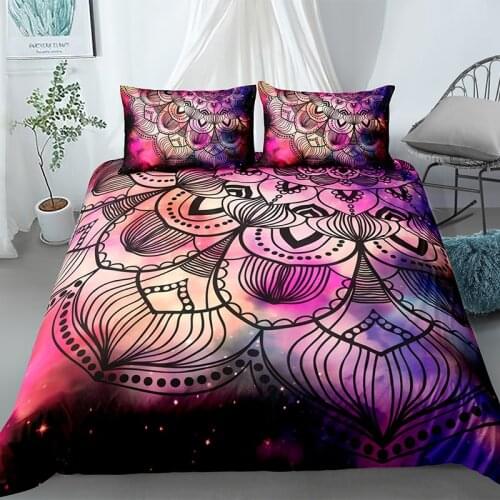 Fanaijia 3d Bohemian Bedding Sets queen size Luxury Star Boho Mandala Duvet Cover with Pillowcase 3pcs Bed Comforter Full