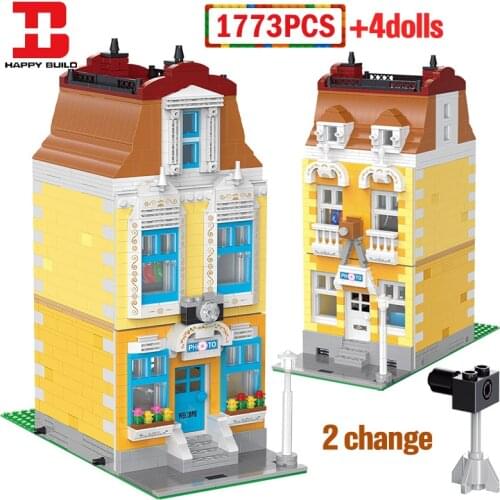 1773Pcs City Street View 2 shape Photo studio architecture Building Blocks Friends houses Figures Bricks Toys for Children Gifts