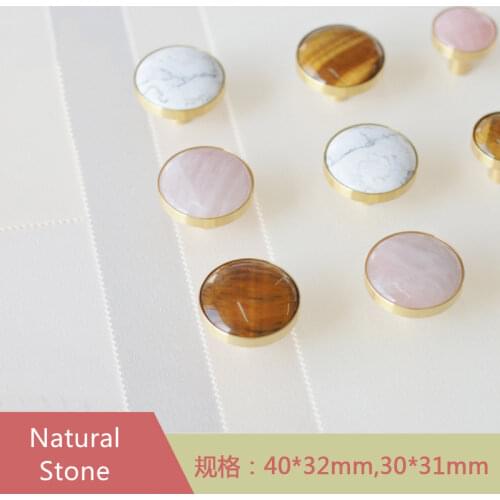 Natural Stone + Brass Furniture Handles Elegant Door Knobs and Handles for Cabinet Cupboard Drawer Pulls Wall Hanging Hooks
