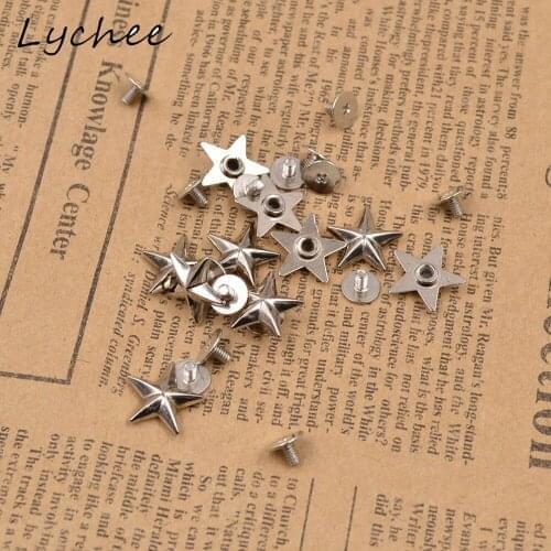 Lychee 10pcs Metal Geometric Pentagonal Star Screw Studs Rivet For DIY Craft Jeans Bag Decor Buttons Garment Accessories