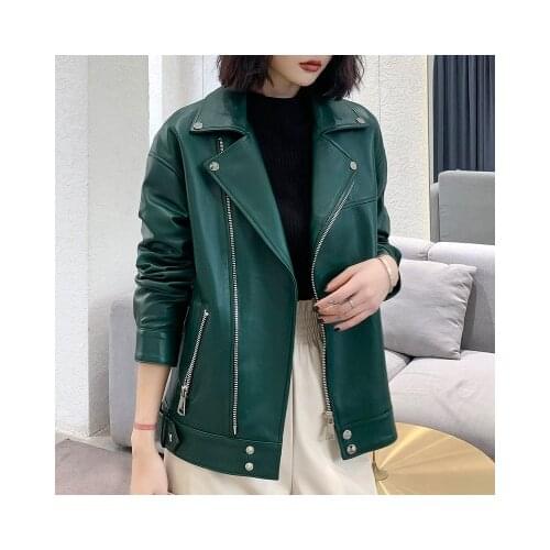 2020 Women Spring Genuine Real Sheep Leather Jacket R5