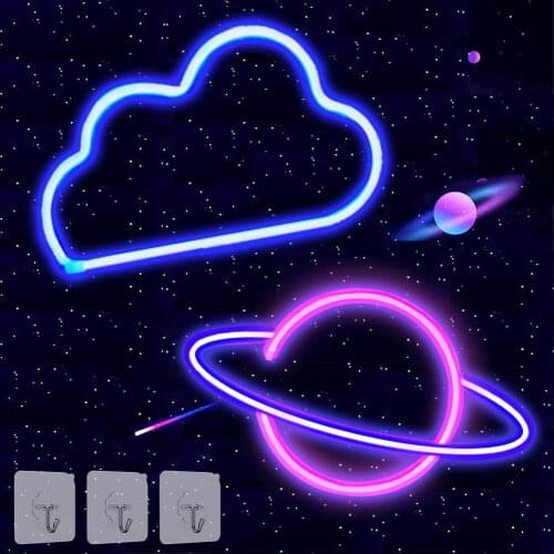 Cloud Planet Neon Signs Neon Lights for Wall Decor USB or Battery Operated LED Light Signs for Bedroom,Living Room
