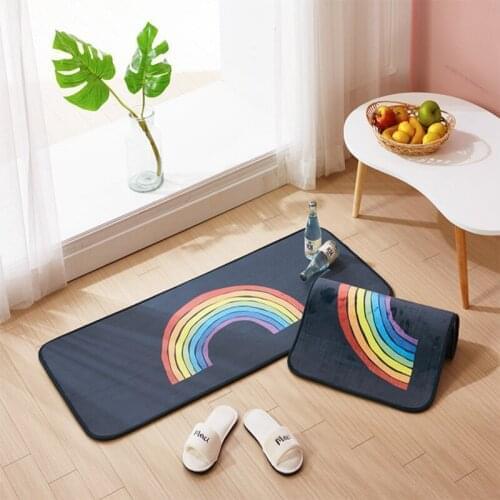 New household carpet two-piece rectangle rainbow pattern kitchen entrance door living room decor non-slip thick chic rugs