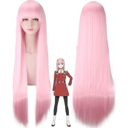 DARLING in the FRANXX 02 Zero Two Wig Cosplay Costumes CODE 002 Women Synthetic Hair Long Pink Wigs