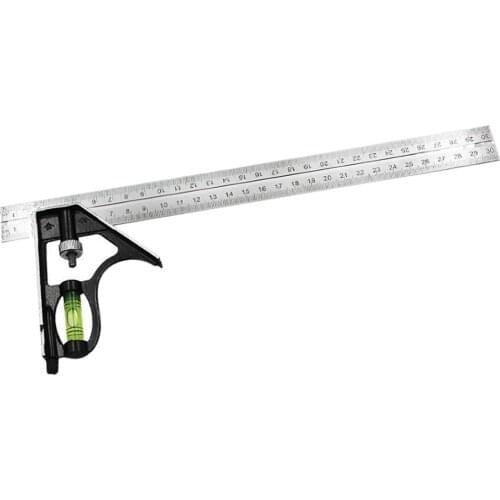 Adjustable Engineers Combination Square Rule Right Angle Ruler Tool 300mm / 12 inch Silver