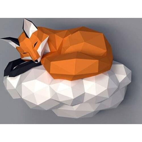 Handmade Stereo Origami Fox Three-Dimensional Polygonal DIY Living Room Bedroom Room Wall Decoration Wall Hanging Paper Model