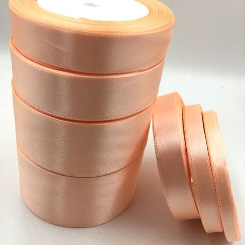 25 Yards Peach Silk Satin Ribbon Wedding Party Decoration Gift Wrapping Christmas New Year Apparel Sewing Fabric Ribbon