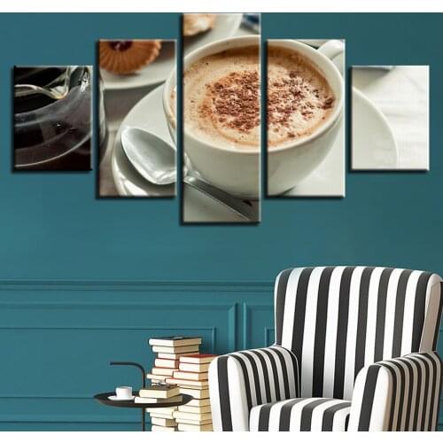 A cappuccino Modern Canvas HD Prints Posters Home Decor Wall Art Pictures 5 Pieces Art Paintings No Frame