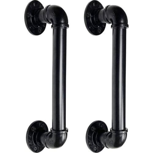 Retro Rustic Rural Vintage Water Iron Pipe Barn Door Pull Grab Towel Bar Handle Antique Red Bronze Silver Copper Black