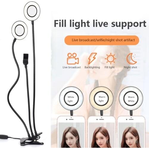 Universal Selfie Ring Light With Flexible Mobile Phone Holder Lazy Bracket Desk Lamp LED Light For Live Stream Office Kitchen