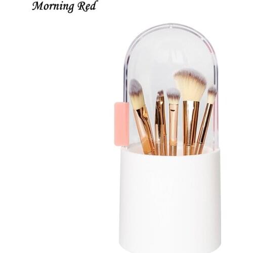 Makeup Brush Storage Tube Eyebrow Pencil Eyeliner Lip Gloss Cosmetic Organizer Keg Desktop Dustproof Make Up Tools Plastic Box