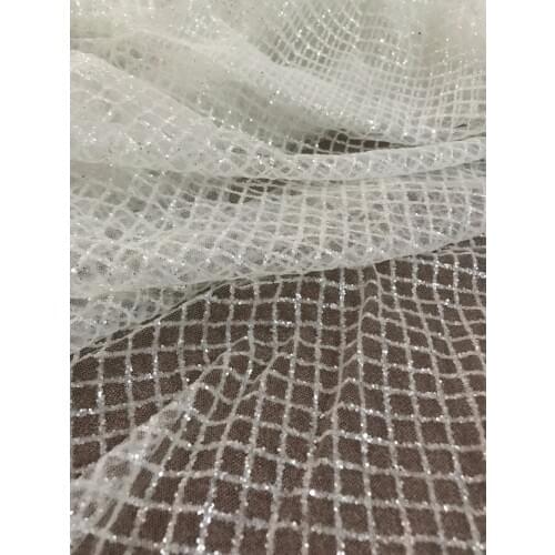 Unique clear white French tulle lace with sparkly glitter SYJ-12288 African net fabric for bridal dress
