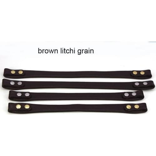 Wax paper black brown litchi grain short 50 cm length strap for handle bags