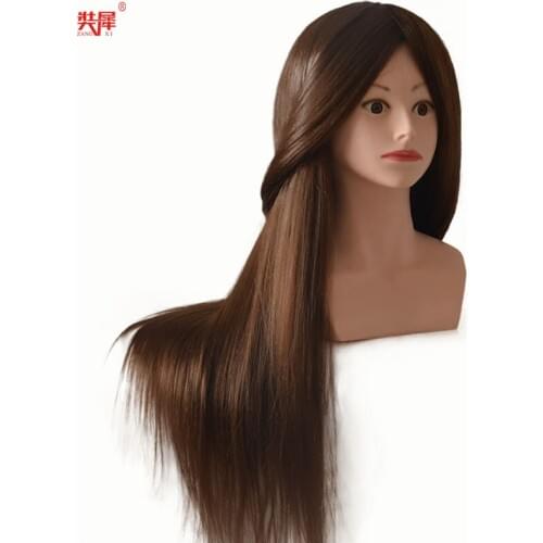 High grade professional training head with medium brown hair practice hairdressing mannequin dolls styling maniqui tete for sale
