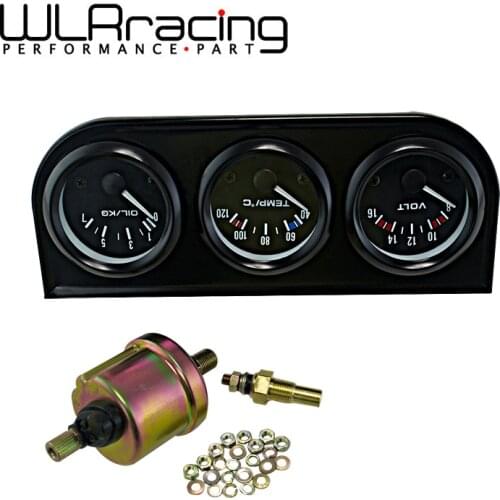 WLR RACING - 52mm Triple gauge 3 in 1 (Oil press Gauge+Water Temp Gauge+Volt Meter) Sensor 52mm Auto Gauge Car Meter WLR-TAG02