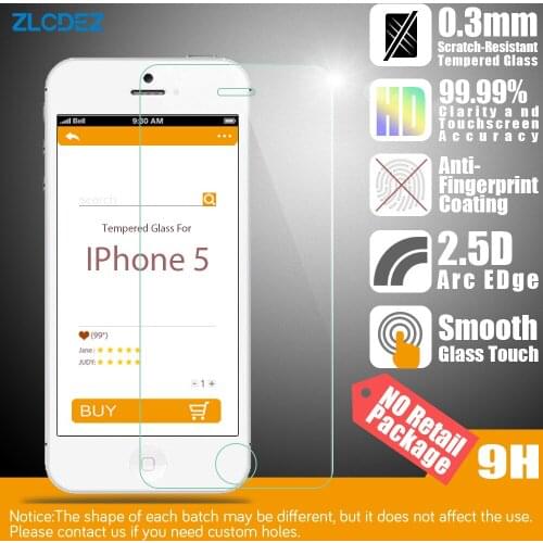 0.3mm Thin Premium Tempered Glass For iphone 5s Screen Protector Iphone 5 6 7 2016 Pelicula De Vidro for iPhone 5 Protetive Film