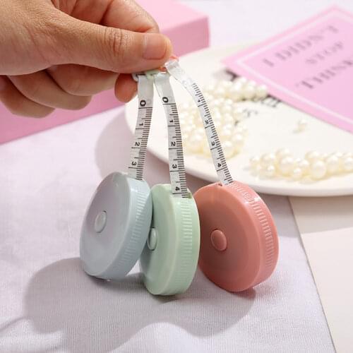 1Pcs Portable 150cm/60" lovely Tape Measure Macron Candy Color Leather Ruler Box Fashion Retractable Ruler Design School Supply