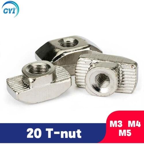 10/20/50/100pcs M3/M4/M5*10*6 for 20 Series Slot T-nut Sliding T Nut Hammer Drop In Nut Fasten Connector 2020 Aluminum Extrusion