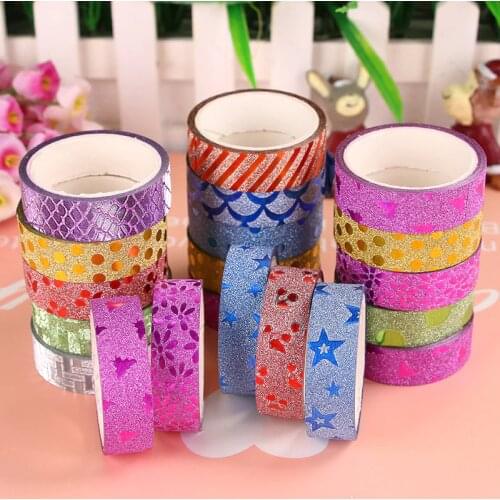 10pcs Washi Masking-tape Paper Scrapbooking Stationery Glitter Adhesive Decorative DIY Multi-color Sticker School Supplies