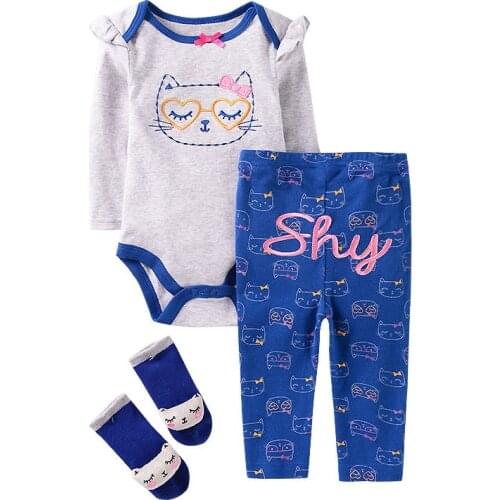 2020 Spring Fall Baby Clothes Set Long Sleeve Cotton Unicorn Cartoon NewBorn Bodysuit Boy Girl Outfit 0-1T New Born Baby Clothes