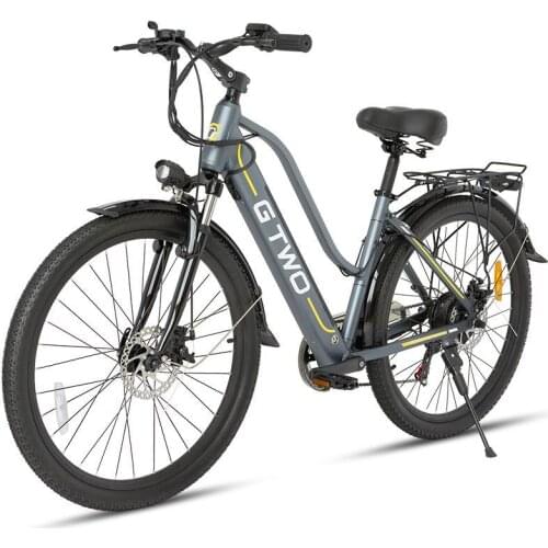 24/26 Inch Electric Mountain Bike 2 Wheel Electric Bicycles 48V 350W 9.6AH White/Grey Portable Electric Bike Detachable Battery