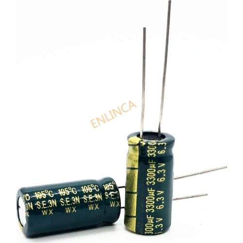 100pcs/lot 6.3v 3300uf 10*20 high-frequency low-impedance aluminum electrolytic capacitor 3300uf 6.3v 20