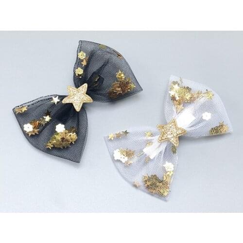 Boutique ins 10pcs Fashion Cute Glitter Star Bowknot Hairpins Solid Mesh Bow Hair Clips Princess Headwear Girls Hair Accessories