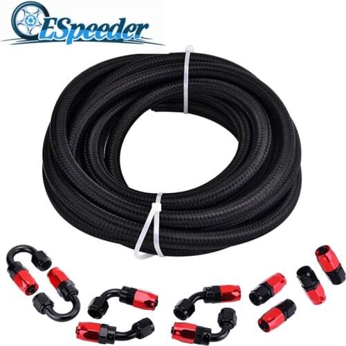 ESPEEDER AN12 Oil Fuel Turbo Oil Cooler Hose Line 5M+12 AN Straight 45degree Elbow 180degree Swivel Hose End Fitting Adapter