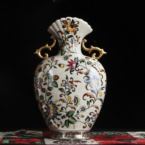 European Double Ear Vase Porcelain Antique Home Decoration Classical American Ornament New Chinese Porcelains ceramic vase