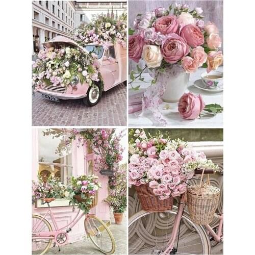 Canvas Size 5D Diy Diamond Painting Cross Stitch Kit Diamond Mosaic Embroidery " Flower " Painting Square/Round Drill Gift