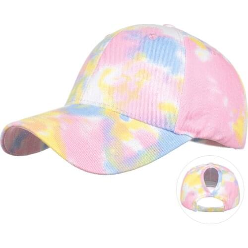 New Fashion Women Tie Dye Cap Multicolor Irregular Print Baseball Cap Female Outdoor Streetwear Summer Adjustable Caps Hats
